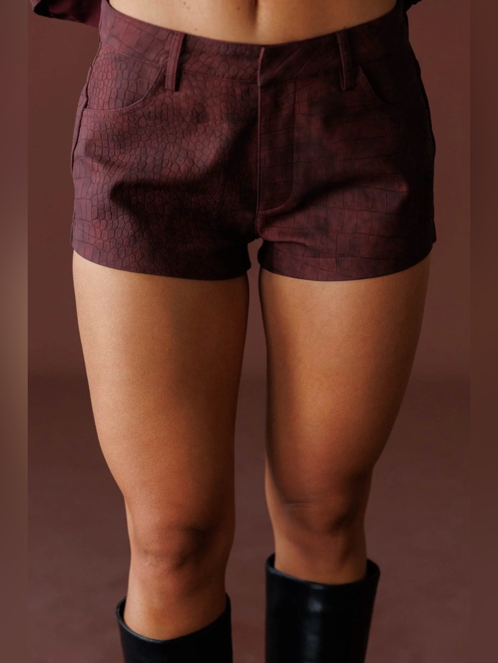 The It Girl Faux Suede Burgundy Shorts